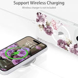 Clear Purple Floral Magnetic iPhone 15 Case