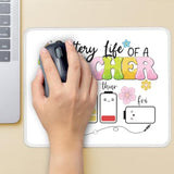 Battery Life Of A Teacher Non-Slip Mouse Pad With Stitched Edge, Funny Teaching Gifts, Teachers Day Gifts For Women Friends, Appreciation Gifts For Teacher Assistant, Back To School Gifts