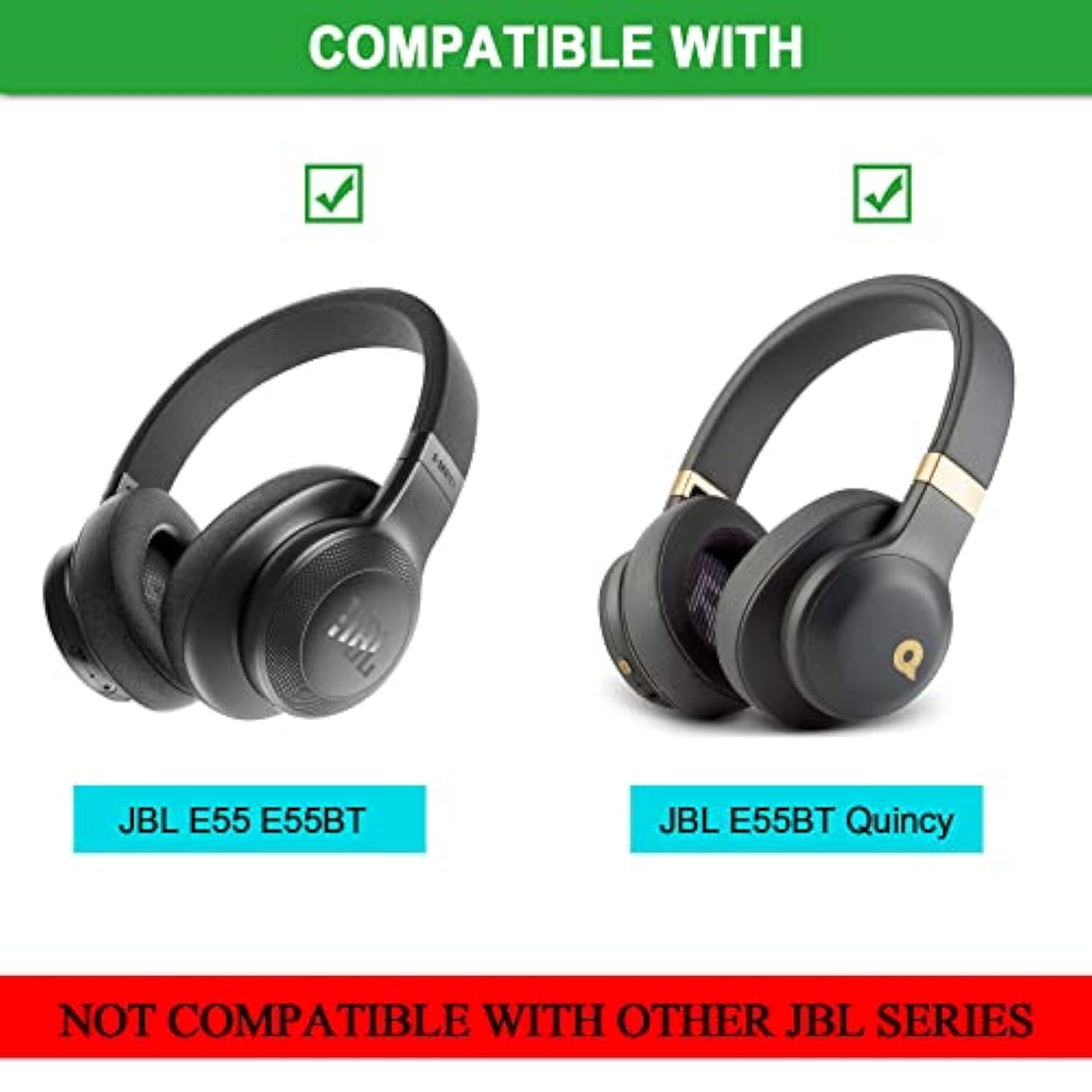 Replacement Earpads For Jbl E55 E55Bt Quincy Edition Over-Ear Headphones With Protein Leather & Memory Foam Ear Cushions (Grey)