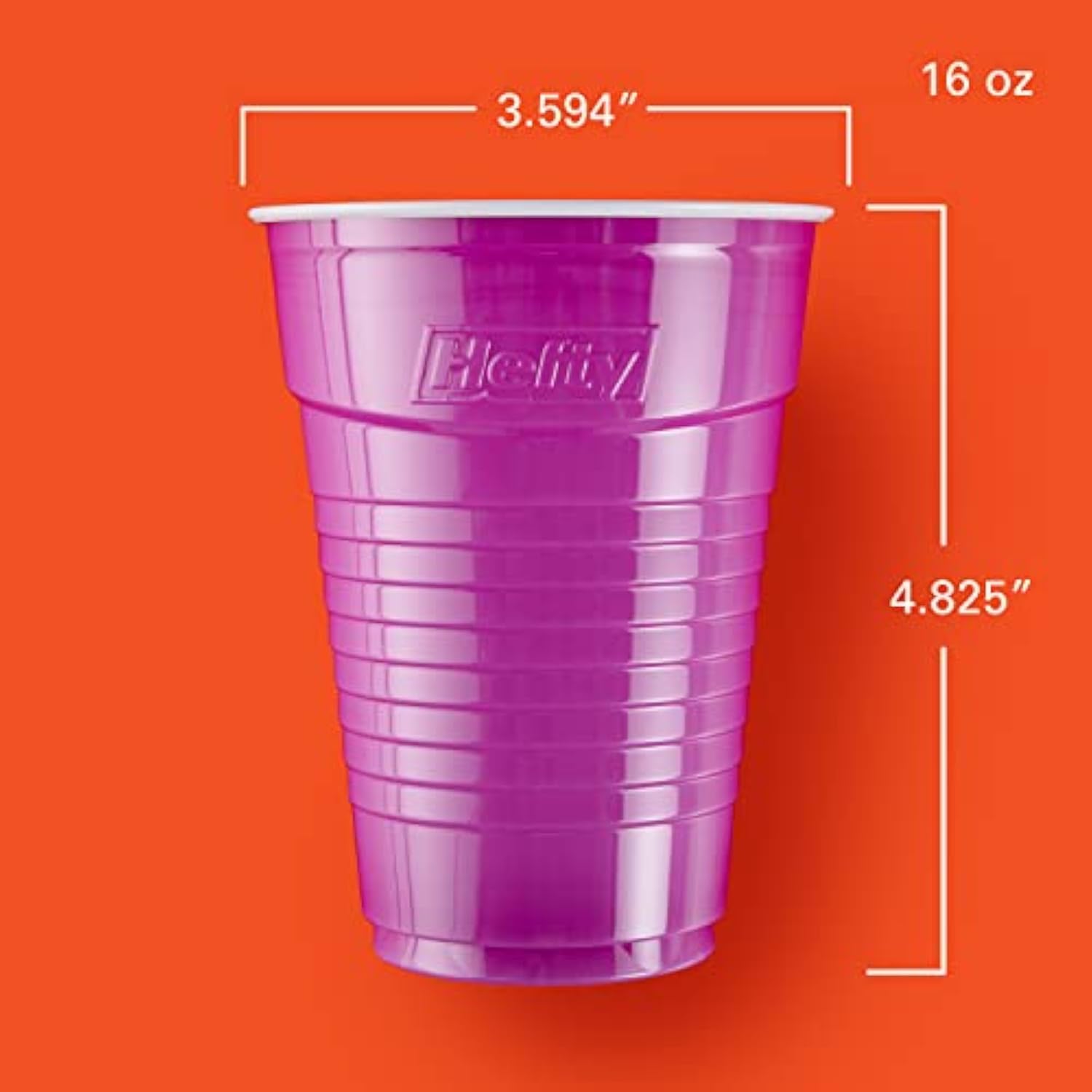 Hefty Party On Disposable Plastic Cups, Assorted, 16 Ounce, 100 Count