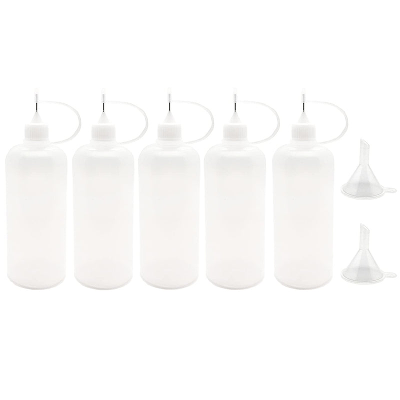 5 Pcs Precision Tip Applicator Bottles, 4 Ounce Needle Tip Bottle, With 2 Pcs