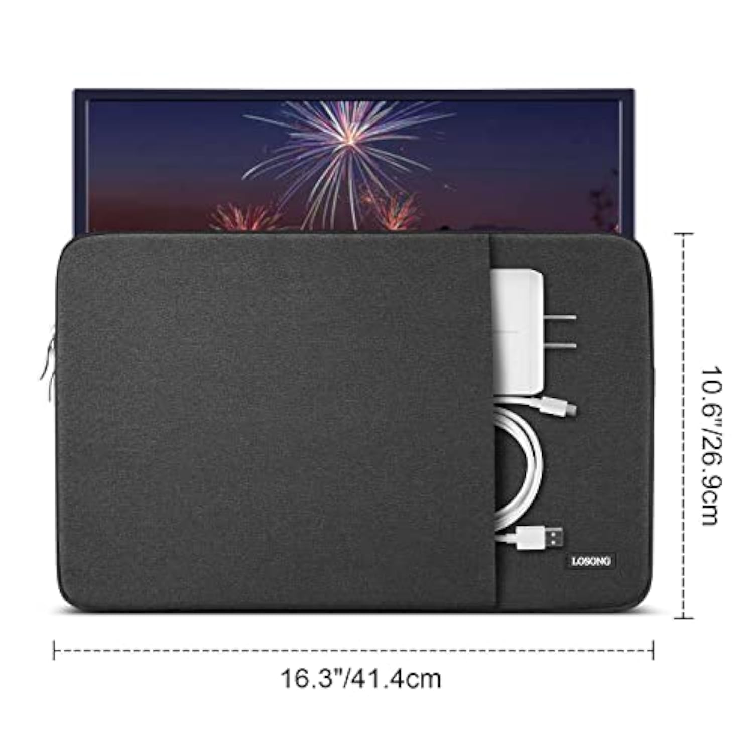 17.3 Inch Portable Monitor Case, Protective Carrying Sleeve For Most 17.3 Inch Portable Monitors, Water Resistant Laptop Display Bag With Accessory Pocket, Size-16.3"X10.6" Black