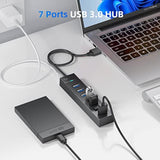 7-Ports Usb Hub, Sanzang Usb 3.0 Hub, Usb Splitter For Laptop, Flash Drive, Hd