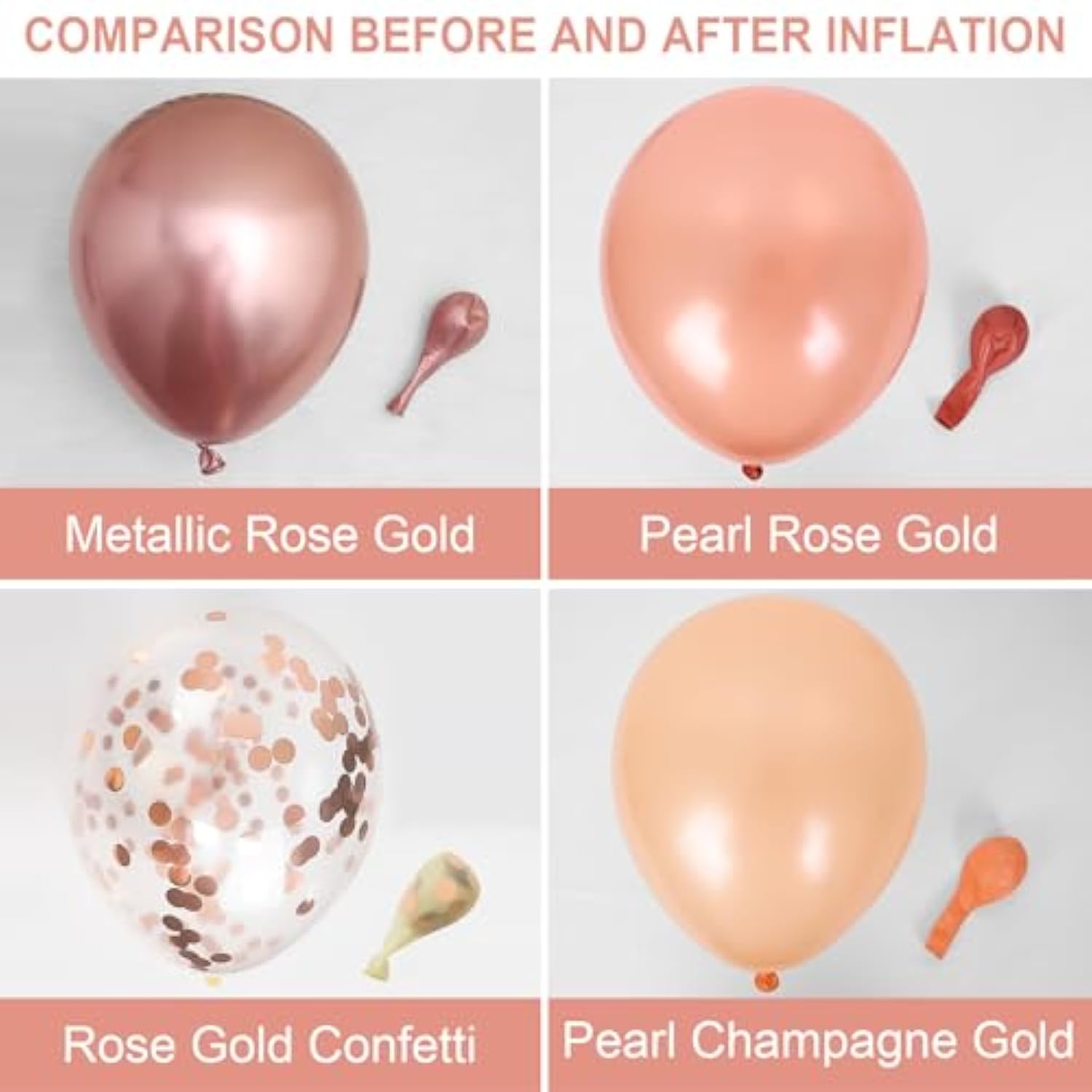 Rose Gold Balloons Set, Pearl Champagne Gold Rose Gold And White Birthday Balloons, Metallic Roses Golds Confetti Balloons For Girls Women Birthday Party Wedding Bridal Shower Decorations