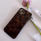 Aesthetic Tortoise Shell Phone Case For Iphone 14 6.1In,Retro Cool Girl Leopard Print Brown Amber Trendy Full Camera Protective Cover For Iphone 14 6.1"