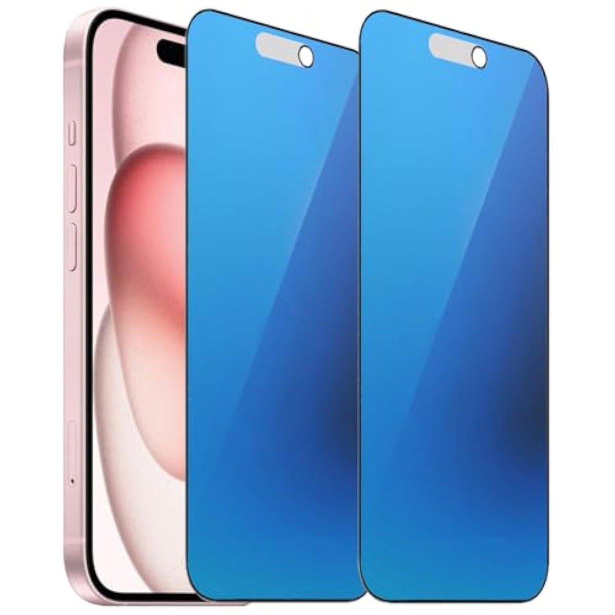 2 Pack Matte Anti-Blue Privacy Tempered Glass For Iphone 14 Pro Max /15 Plus/Iphone 16 Plus Anti-Glare Anti-Spy Screen Protector Film Gradient Blue