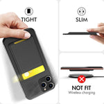 Phone Credit Card Holder Stick On, Slim Phone Wallet Strong Adhesive Silicone Card Pouch Sleeve Compatible With Iphone/Android/Samsung Galaxy(Black)