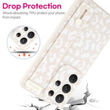 OOK Compatible with Samsung Galaxy S25 Ultra Leopard Case with Wrist Strap, White Leopard TPU Shockproof Protection Slim Cover with Camera Protection for Women Girls