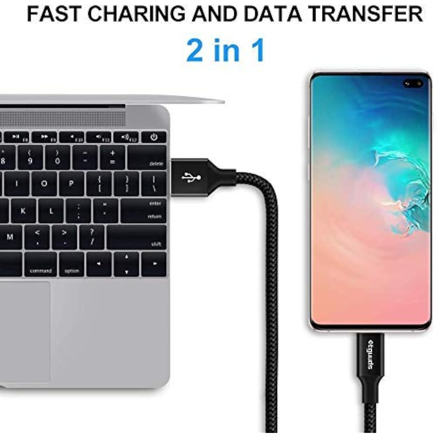 12ft USB C Cable 2-Pack Fast Charging Braided for Samsung, LG, Moto & Pixel