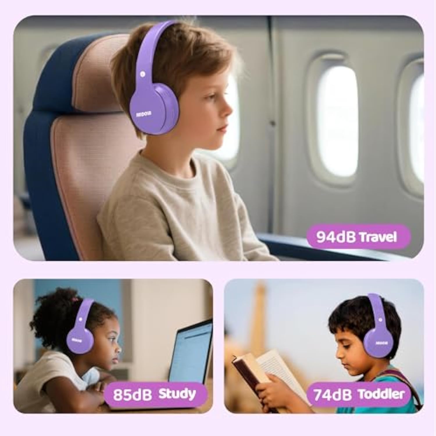 Headphones Bluetooth Wireless Kids Volume Limit 85Db /110Db Over Ear Foldable