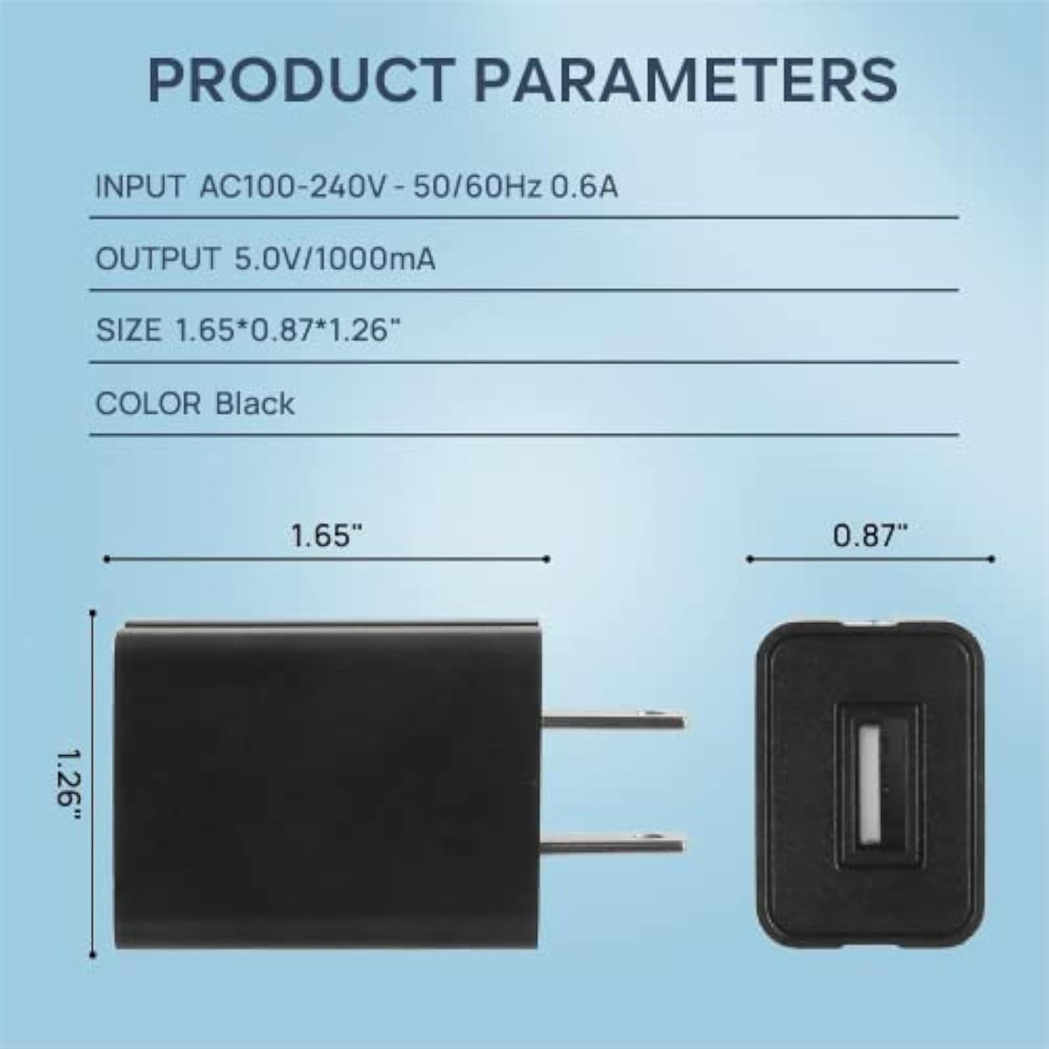 Wall Charger Cube 5V1A Usb Power Supply Charging Block Universal Wall Plug Brick Portable Travel Fast Charger Power Adapter For Iphone, Samsung Galaxy, Lg (Black)