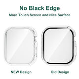 [2 Pack] Waterproof Plated Hard Case for  Watch Series 6 5 4 SE 44mm Tempered Glass Screen Protector Case, [No Black Edge] Full Coverage
