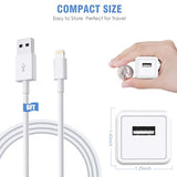 iPhone Charger Cord 6FT, [ MFi Certified] 2 Pack Lightning Cable Cube Phone Charging Transfer Cord Cable USB Plug Wall Charger Block Travel