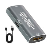 Hdmi Booster Repeater 4K@60Hz For 80Ft, Hdmi Extender Female To Female Amplifier Signal Booster Plug & Play, For Gaming/Home Theater/Video Meeting/Tv With Usb-C Power Supply Port(Grey)