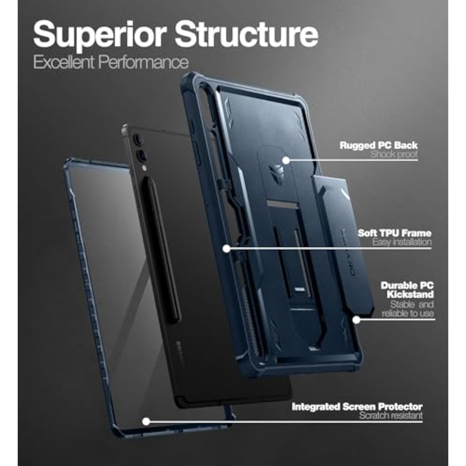 Case For Samsung Galaxy Tab S9 Plus 12.4 Inch (2023), [Built In Screen Protect