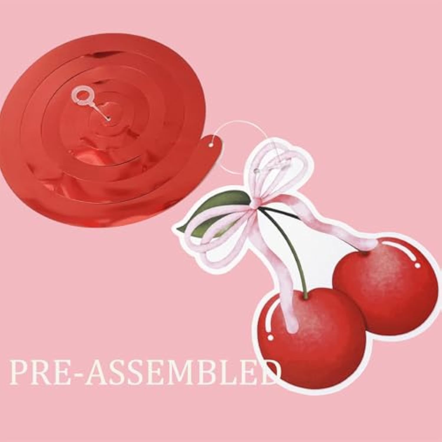 Cherry Birthday Party Decorations Red Pink Cherry Bow Hanging Swirl Garland For Girls Baby Shower She'S The Cherry On Top Theme Party Decor