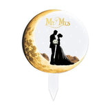Mr And Mrs Wedding Cake Toppers - Moon-Shaped Acrylic Bride And Groom Just Married Bridal Shower Wedding Toppers For Cake?2D)