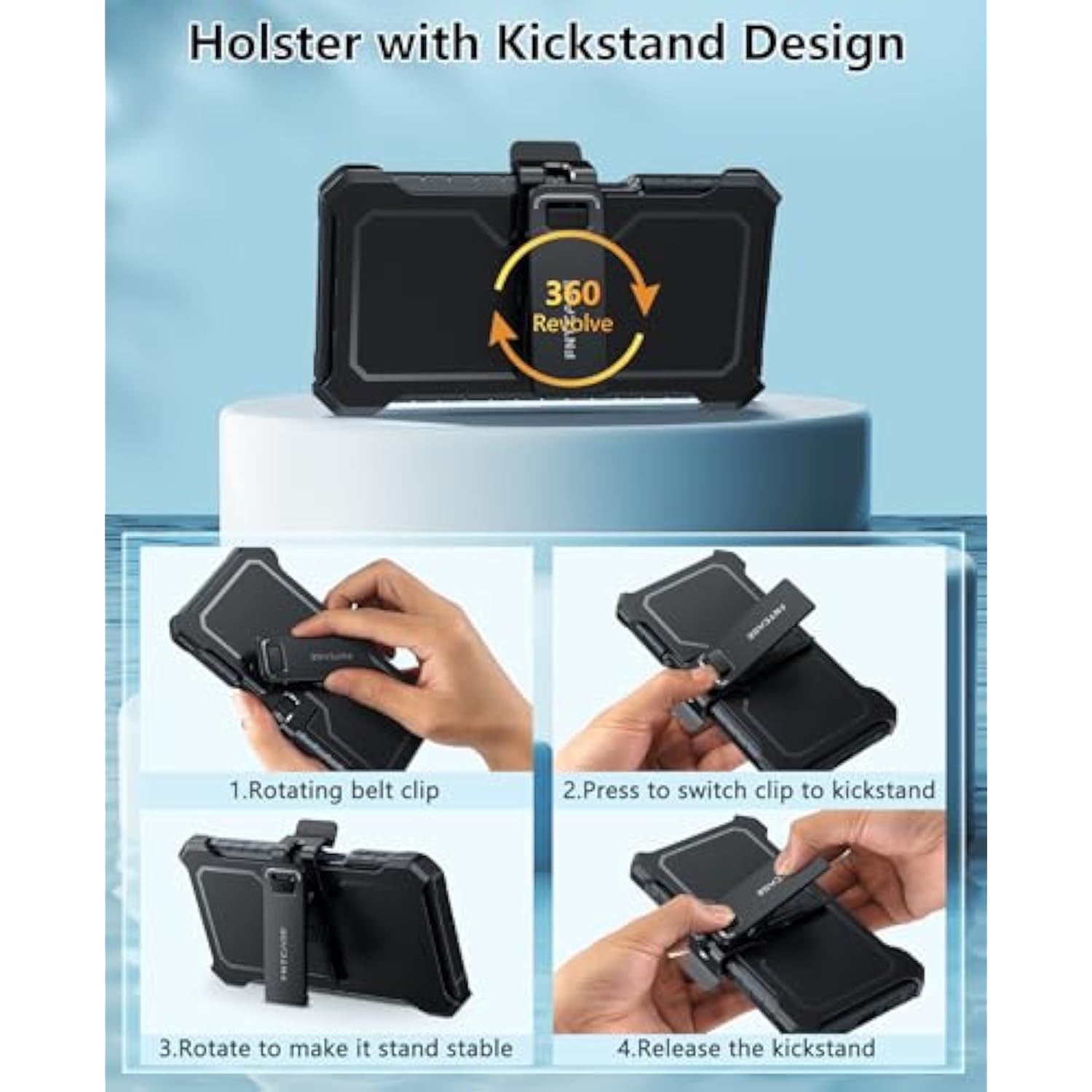 For Samsung Galaxy A16-5G Case: Military Grade Rugged Cell Phone Cover With Kickstand & Holster | Shockproof Tpu Protection Bumper Matte Textured Design For Galaxy A16 Cases 6.7 Inch - Black