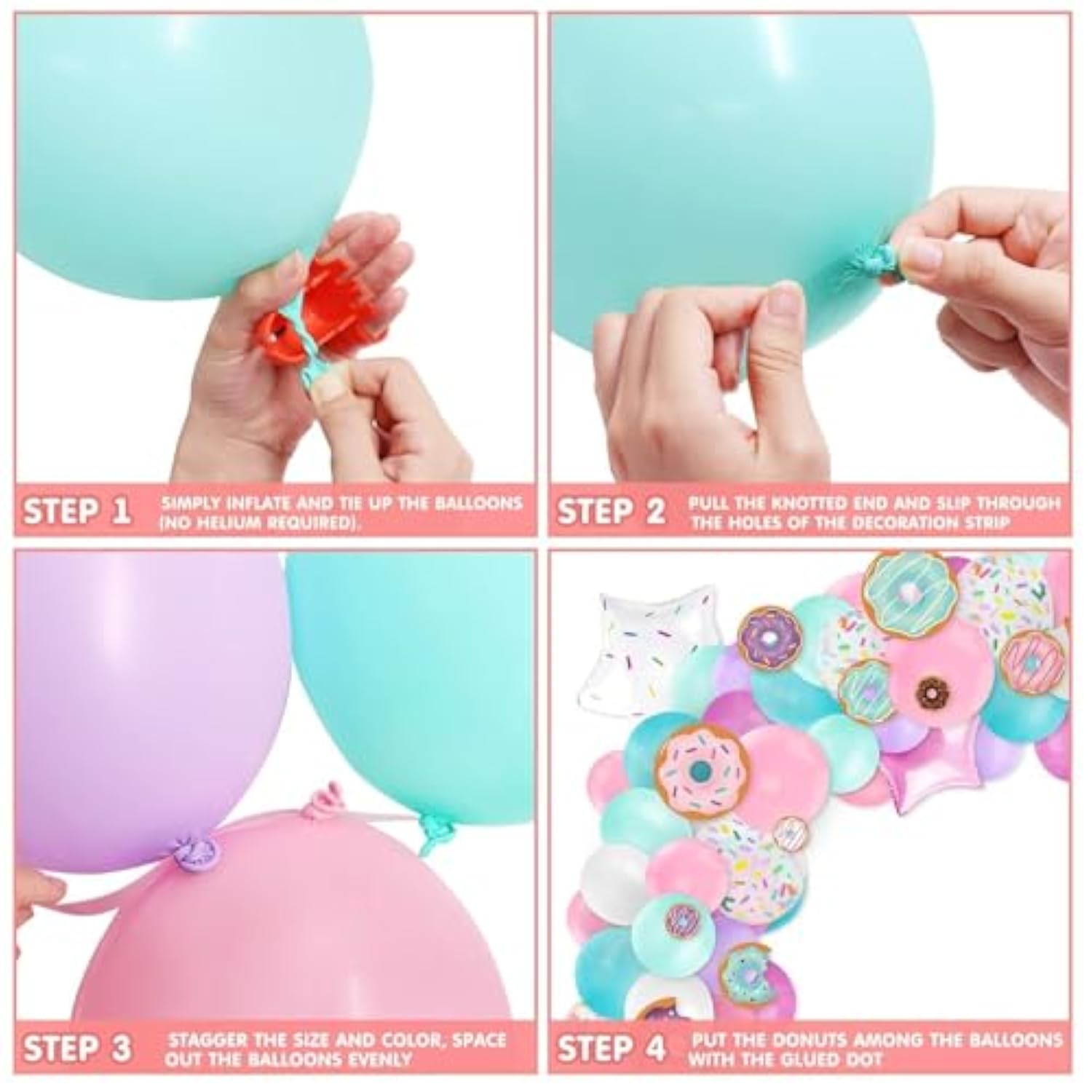 100PCS Donut Balloon Garland Kit Pastel Sprinkles Confetti for Birthday Party