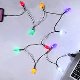 Led Christmas Light Phone Charger Cord Usb Charging Cable Gift For Phone 14/13/12/11 Pro/Xs/Xs Max/Xr/X/8 Plus/ 8/7 Plus/7S Plus/6S/6/5S/5C/5Pad With 10 Lights Christmas Decorations (Black)