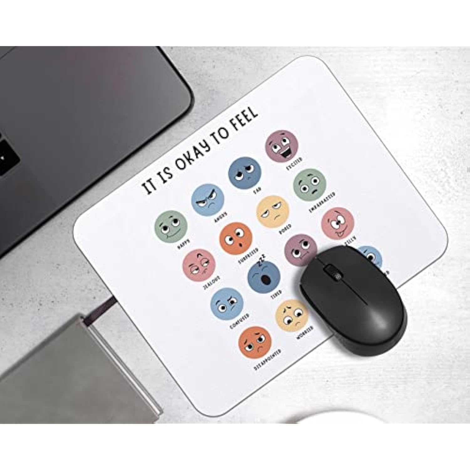 It Is Okay To Feel Mental Health Feelings Emotions Mousepad 9.5×7.9 Inch Non-Slip Rubber Base Square Mouse Pads For Computers Laptop Office Home Dorm Desk Decor,Mental Health Awareness Gifts