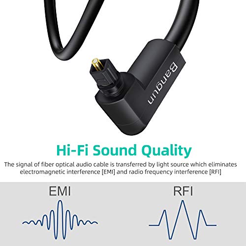 90 Degree Optical Audio Cable, Slim Digital SPDIF Audio Optical Cable, 360 Degree Right Angle Fiber Optic Toslink Cable for Sound Bar, TV, PS4, Xbox,