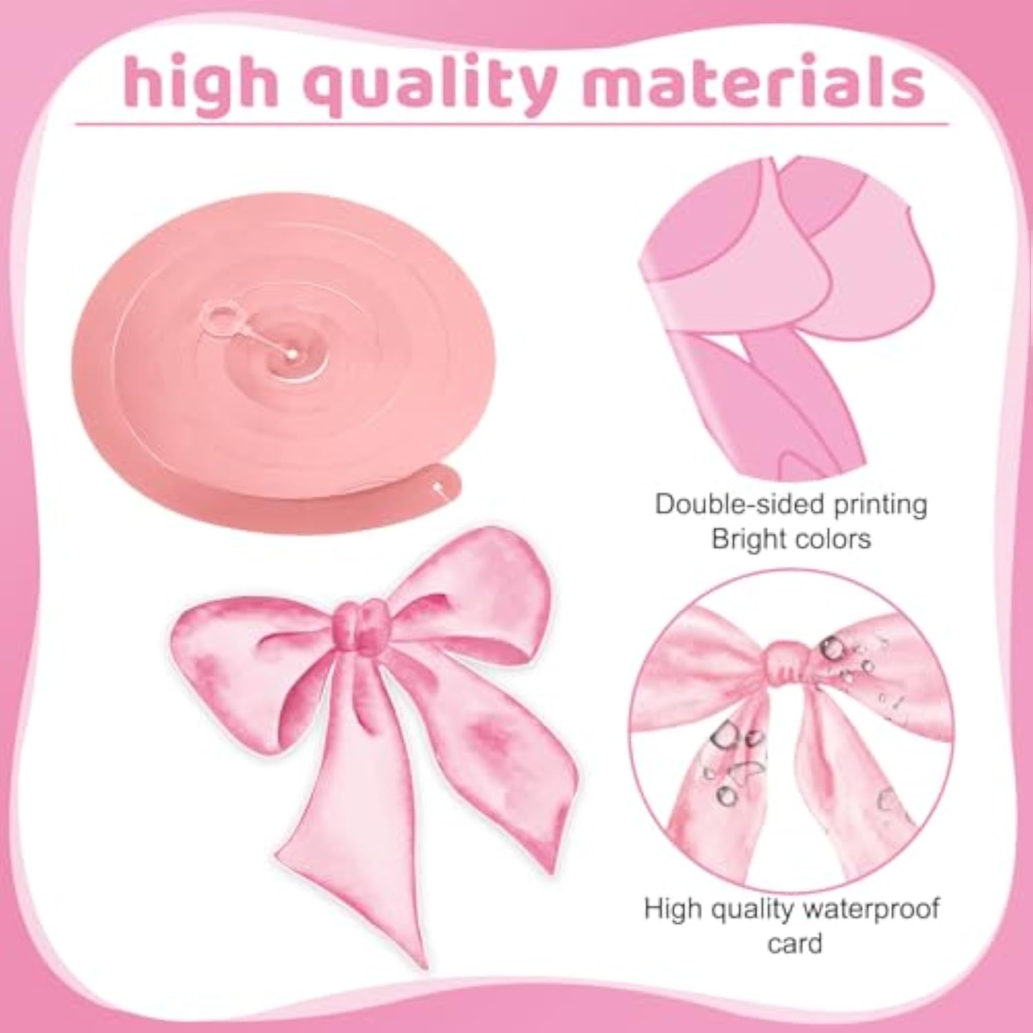 Pink Bow Birthday Decorations, Coquette Birthday Decorations With Glitter Pink Banner Bow Garland And Hanging Swirls Decor Supplies For Girl Cute Themed Party Decorations