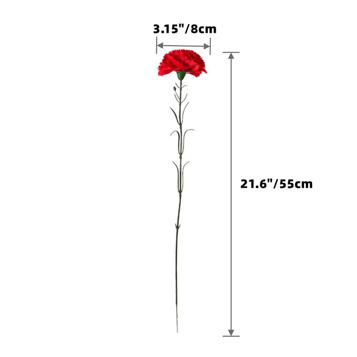 Silk Carnation Flower,Artificial Flowers,10Pcs Silk Flower With 55Cm Long Stem Fake Flowers Flower Arrangements Wedding Decoration Table Centerpieces, For Home Office Party Decor (Red, 10)