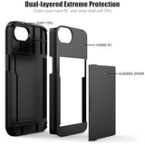 For 16E Case With Card Holder Dual Layer Heavy Duty Protective Hidden Card Slot Slim Wallet Cover For 16E 6.1''(Black)