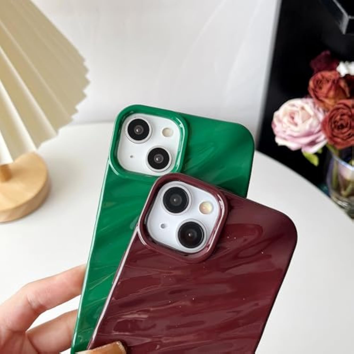 For Iphone 13 Case,Water Ripple Pattern Curly Wave Shape Soft Phone Case (Wine Red)