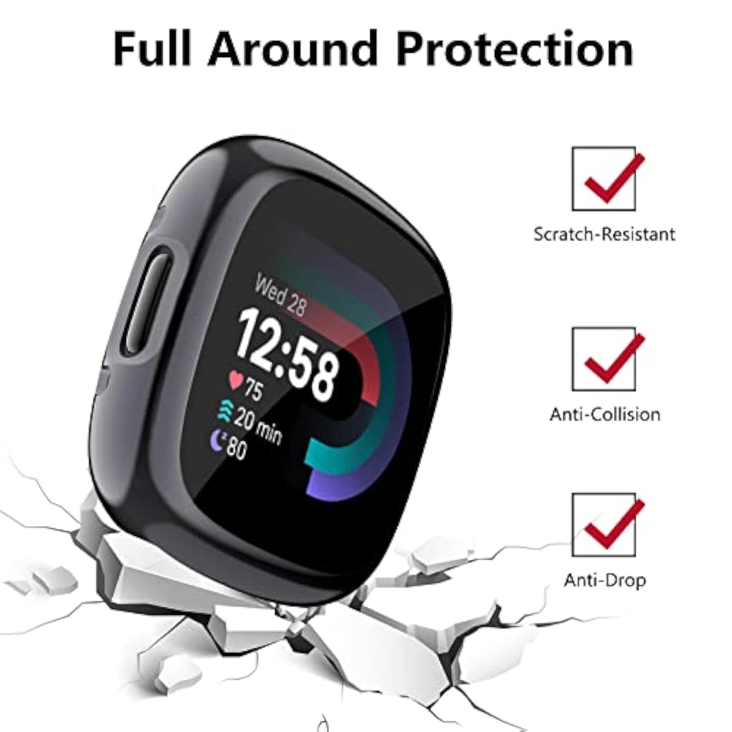 4 Pack Fitbit Sense 2 Versa 4 Screen Protector Case TPU Bumper