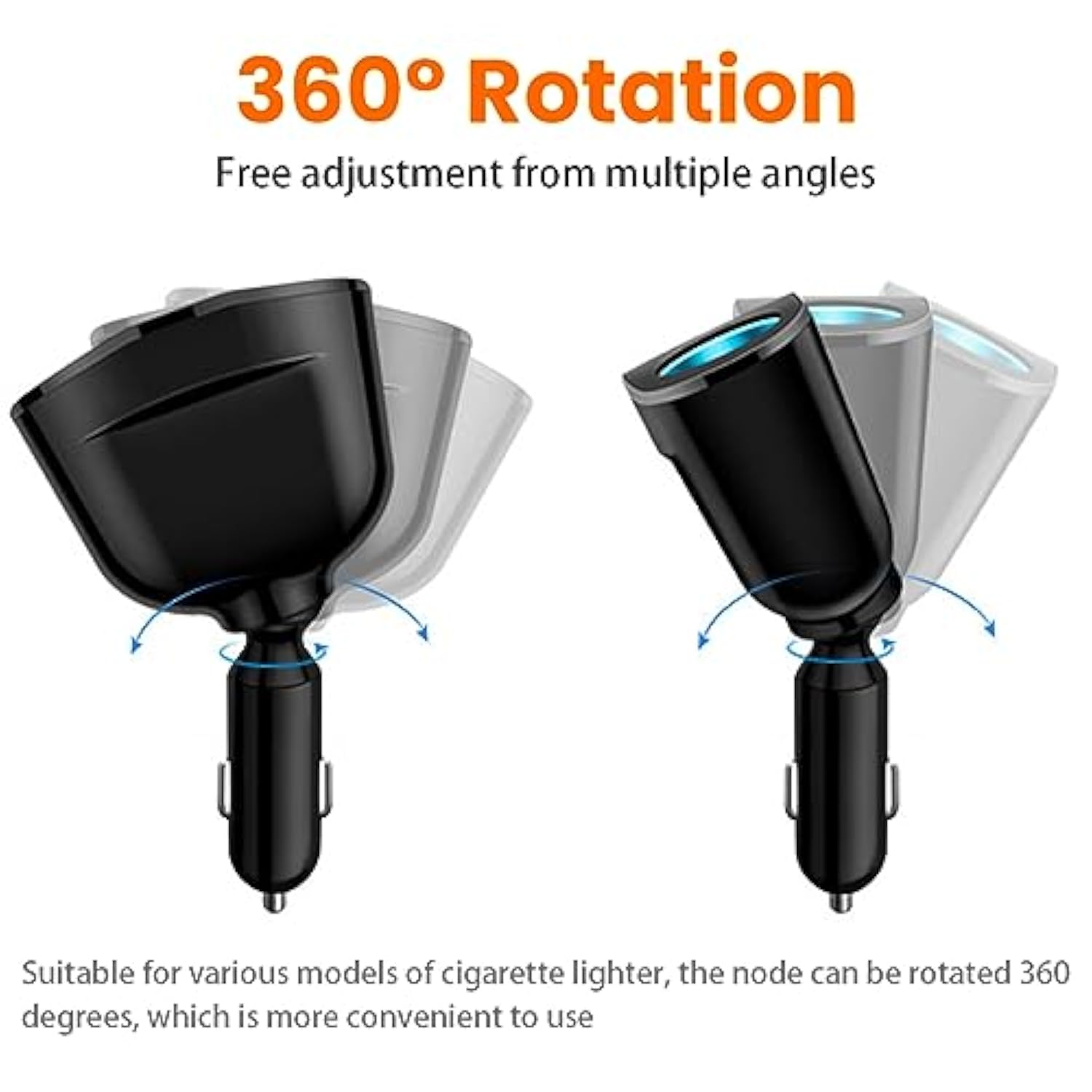 Cigarette Lighter Splitter, Usb 2.4A & Qc3.0 Type C With 2 Socket Cigarette Lighter Adapter, 12V/24V 120W Car Charger Splitter For Gps Dash Cam Laptop Cell Phone Iphone 14/13/12/11 (Qc3.0)