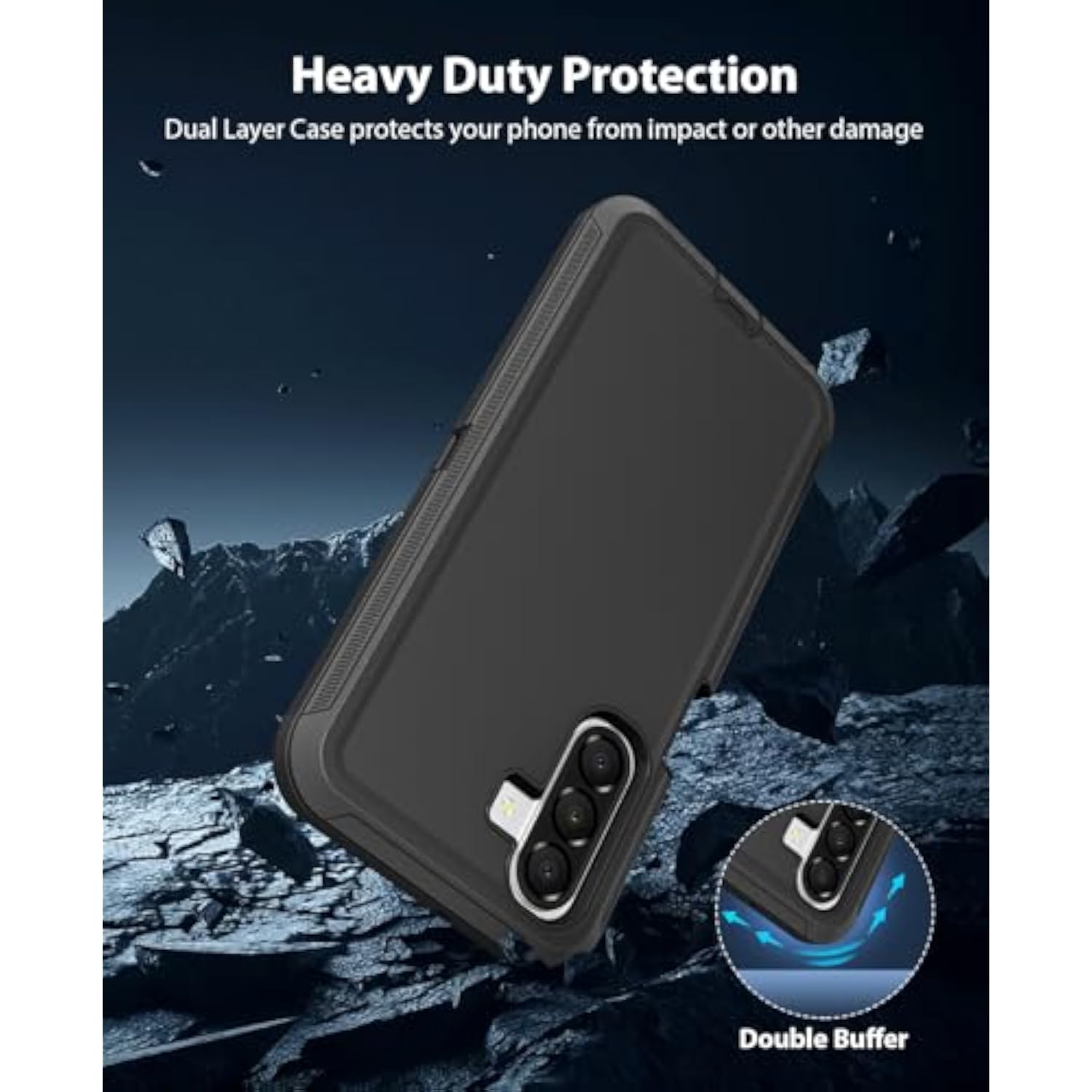 Samsung Galaxy A17 5G Heavy Duty Rugged Phone Case, Black - Durable Protection