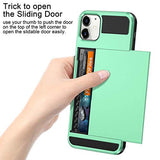 Case for iPhone 11 Case Wallet Credit Card Holder ID Slot Sliding Door Hidden Pocket Anti-Scratch Dual Layer Hybrid Bumper Armor Protective Hard