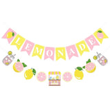 Pink Yellow Lemonade Banner For Lemonade Stand Decorations, Lemon Sign Garland Summer Party Decor Lemon Themed Bridal Shower Birthday Party Supplies Favor