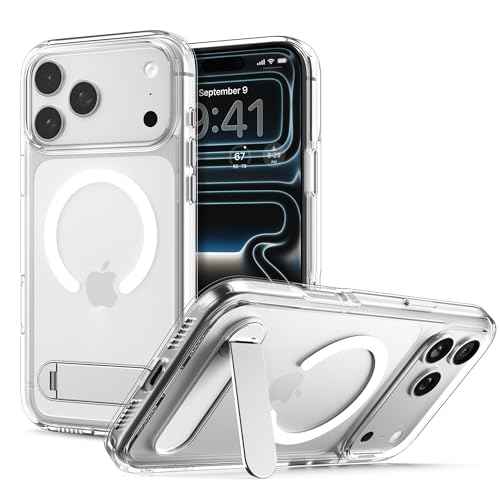 Spigen for iPhone 17 Pro Max Case, Ultra Hybrid S MagFit [TPU Covered Camera Control] [Kickstand] [Compatible with MagSafe] - Clear White