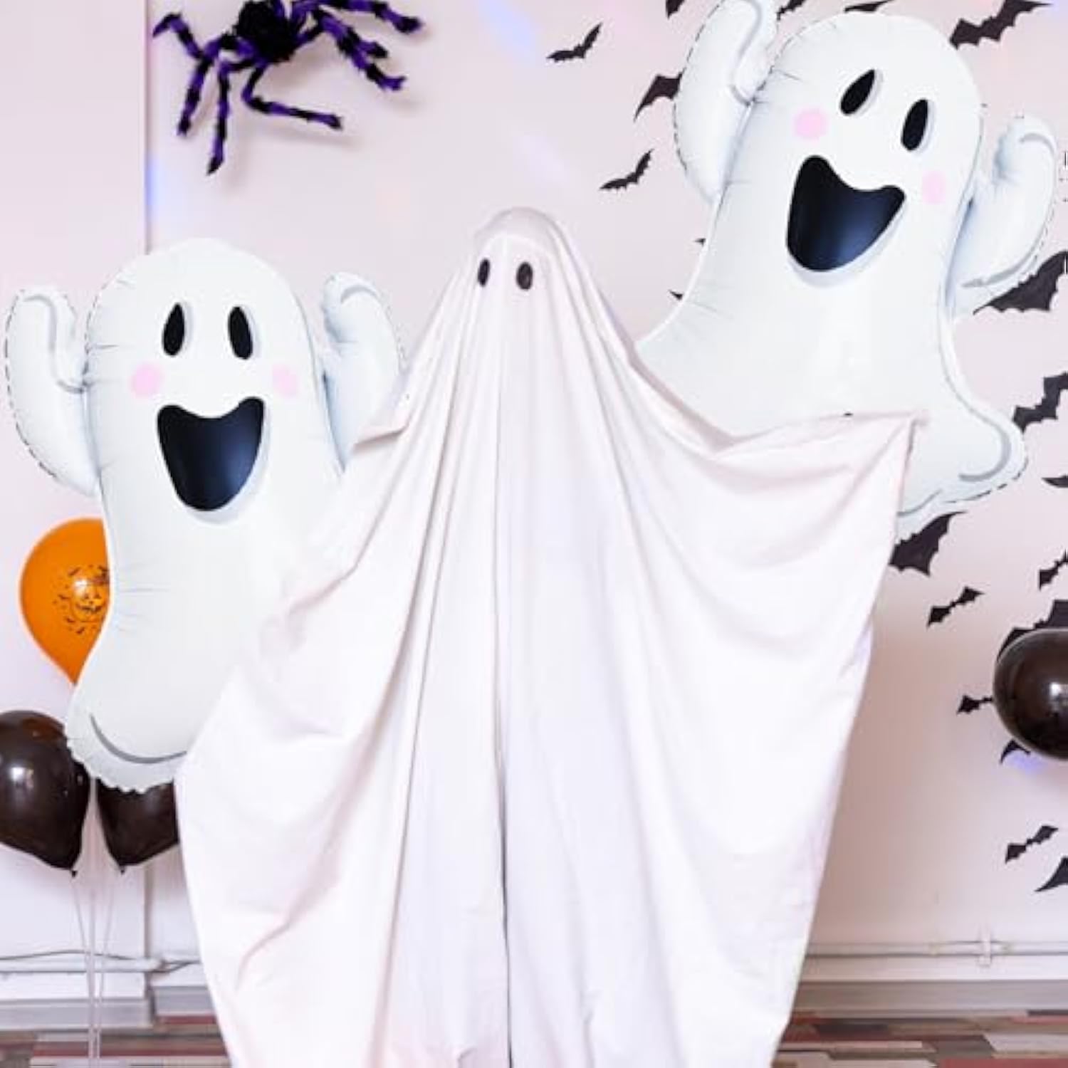 6Pcs 28" Halloween Ghost Foil Balloons - Large Spooky Party Decorations for Indoor/Outdoor