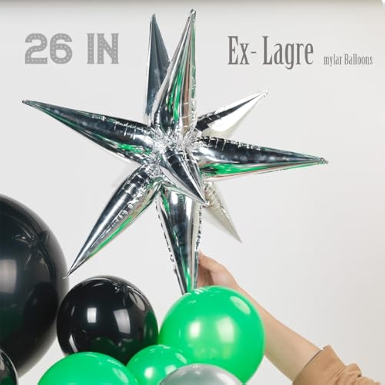 Winter Merry Christmas Green And Black Silver Balloon Garland Arch Kit 121Pcs With Star Foil Balloons For Birthday Baby Shower 2025 Graduation Anniversary Decorations