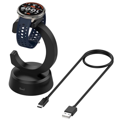 Charger Dock for Amazfit Bip 6/Active 2/Active 2 Square Smrtwatch, Charger Replacement Upgraded Magnetic Watch Charging Stand with 3.3Ft USB-C