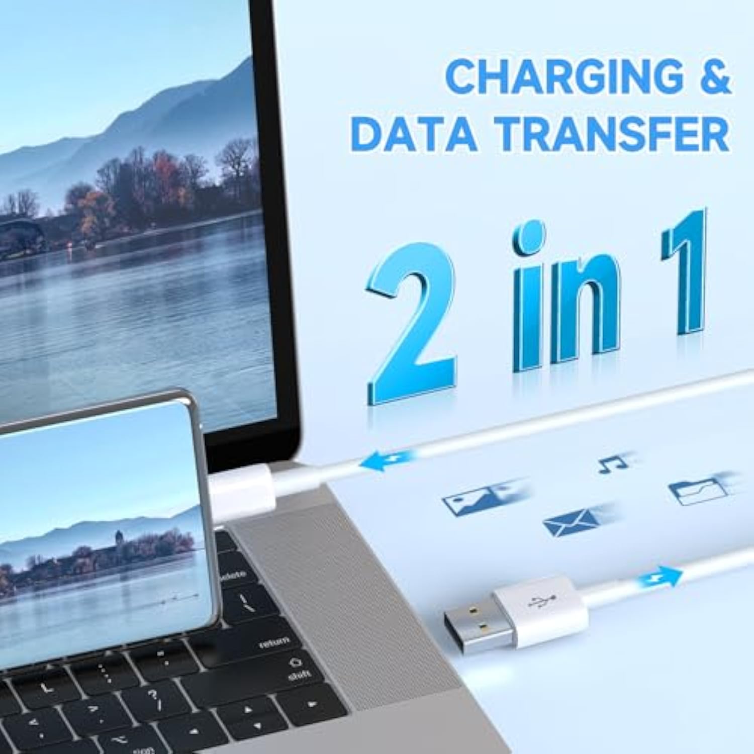 [2 Pack] 16.4Ft/5M Power Cable For Any Usb-C Enabled Security Cameras Or Devices(Phone,Switch Pro Controller,Etc), Usb A To Usb C Charging And Data Sync Cord