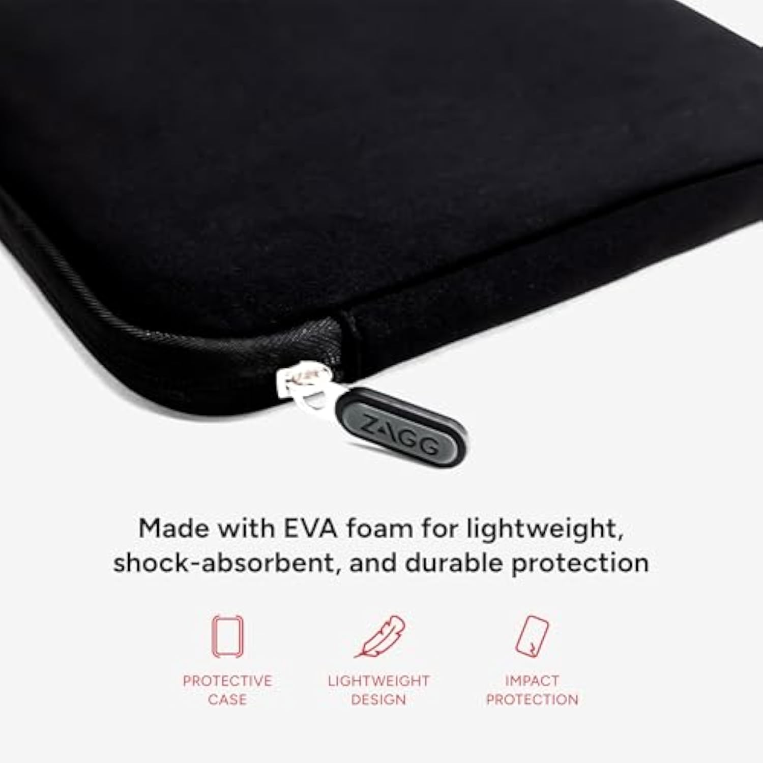 ZAGG - 12 Inch Laptop Sleeve Case, Neoprene Tablet Soft Cover Bag Compatible with Google Chromebook, Google Notebook, Tablets up to 12-inches - Black