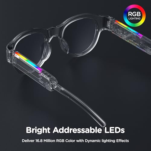 Smart Bluetooth Audio Sunglasses RGB LED Polarized UV400 Open-Ear Stereo Touch Control Magnetic Charging IPX4 Sweatproof Trendy Gift for Teen Boys