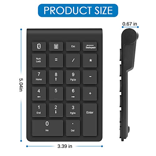 Bluetooth Number Pad For Laptop, Wireless Bluetooth 10 Key Numeric Number Keypad Numpad, Extensions Number Keyboard Laptop Accessories For Pc Chrome Notebook (No Receiver)