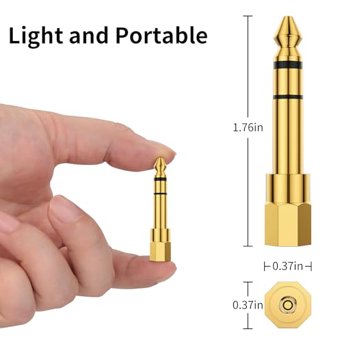 6.35mm to 3.5 mm Adapter,3.5mm Stereo Headphone Adapters for Audio Connector, 3.5mm Female to 6.35mm Male Jack Plug Stereo Adapter for Headphone