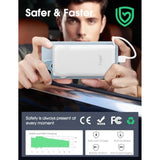 Portable Charger Power Bank With Built-In Ac Wall Plug And Cables, 10000Mah Usb C External Battery Charger Compatible With Iphone And Android Phones