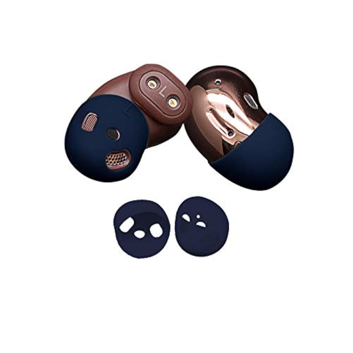 (2 Pairs) Silicone Cover Compatible For Samsung Galaxy Buds Live Ear Tips, Non-Slip Sound Leak Proof Earbuds Accessories For Galaxy Buds Live, Navy