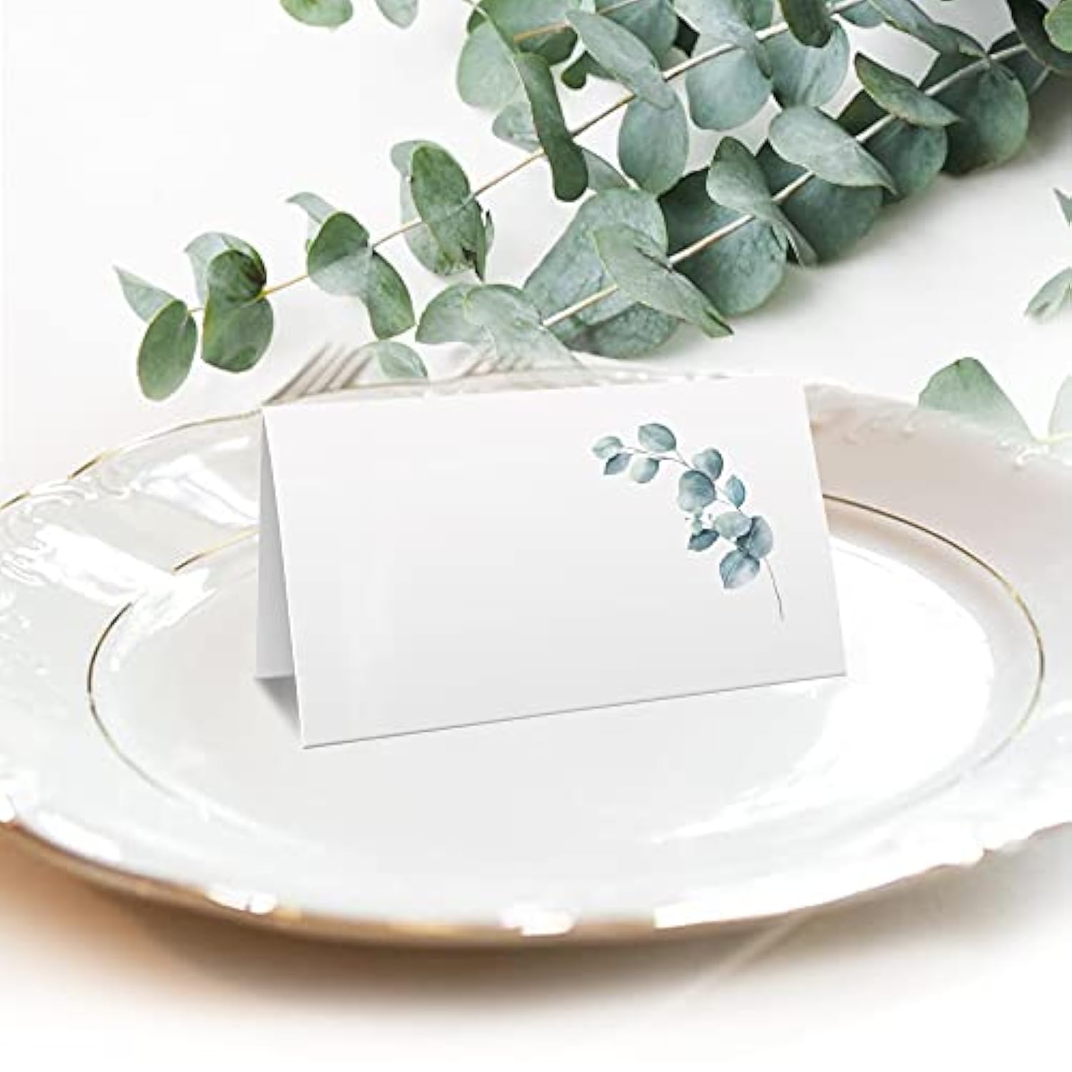 Place Cards For Wedding Or Party, Seating Place Cards For Tables, Scored For Easy Folding, Flower Design 100 Pack, 2 X 3.5 Inches