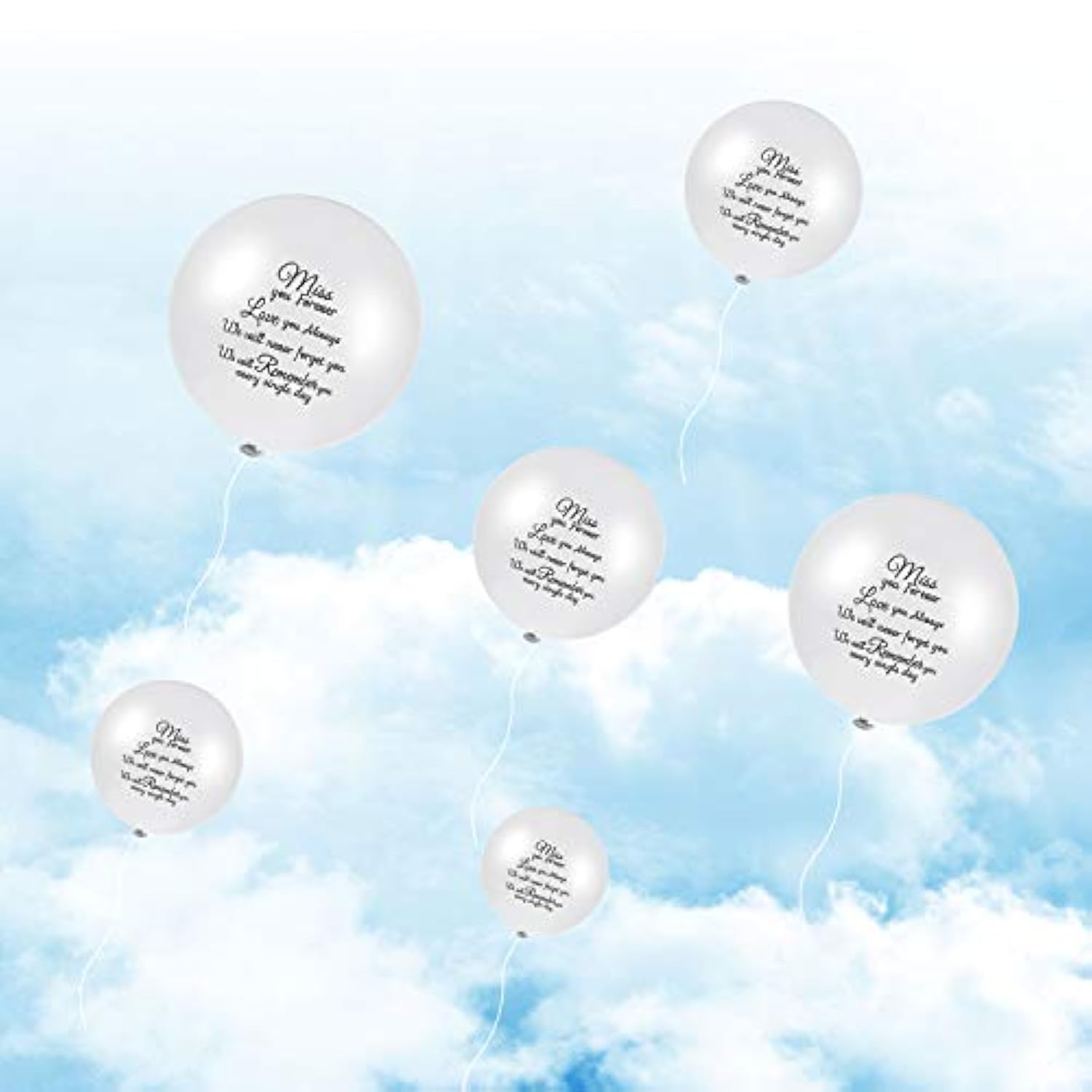60Pcs White Memorial Balloons Funeral Helium for Remembrance and Condolence Services