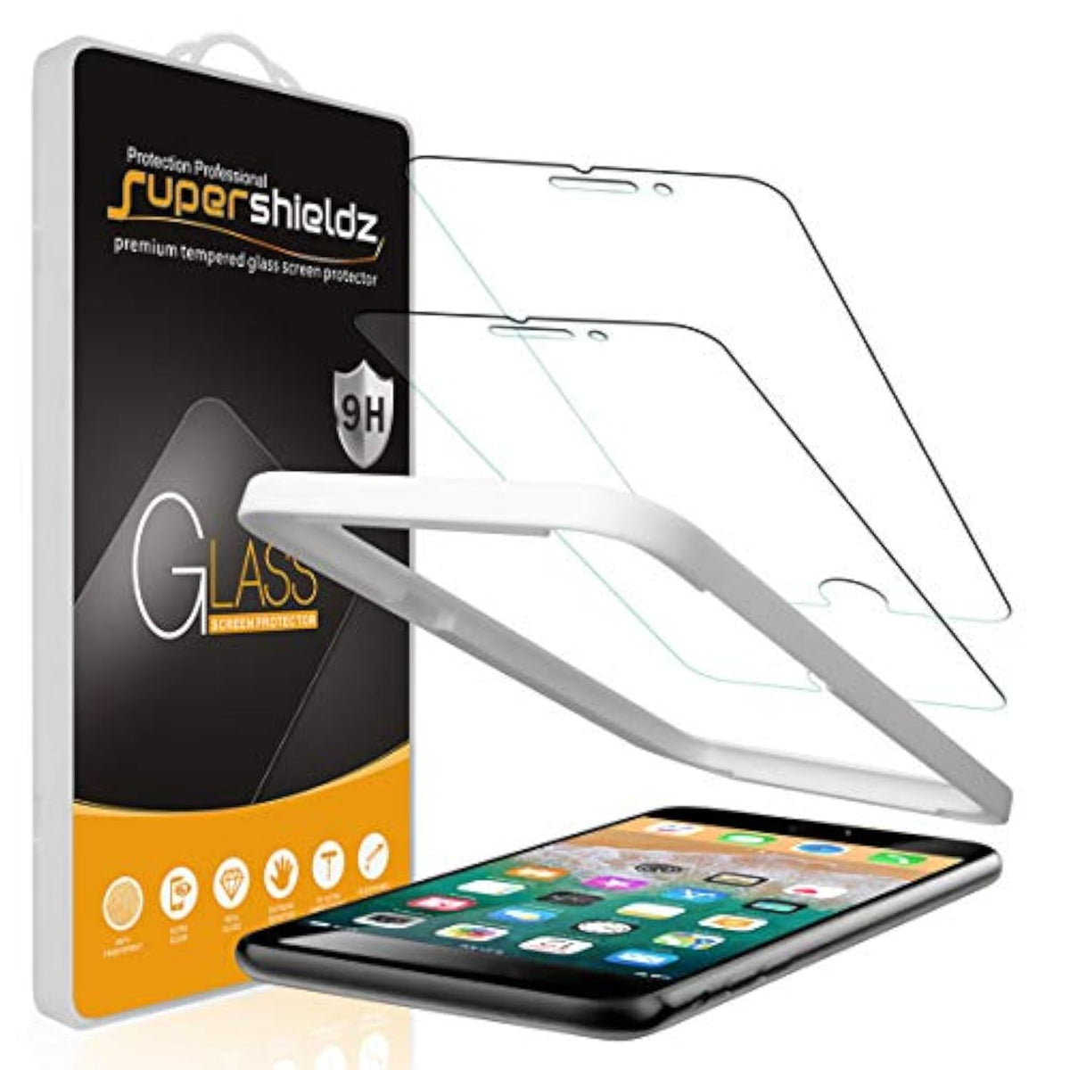 (2 Pack) Designed For Apple Iphone 8 Plus And Iphone 7 Plus (5.5 Inch) Tempered Glass Screen Protector With (Easy Installation Tray) Anti Scratch, Bubble Free