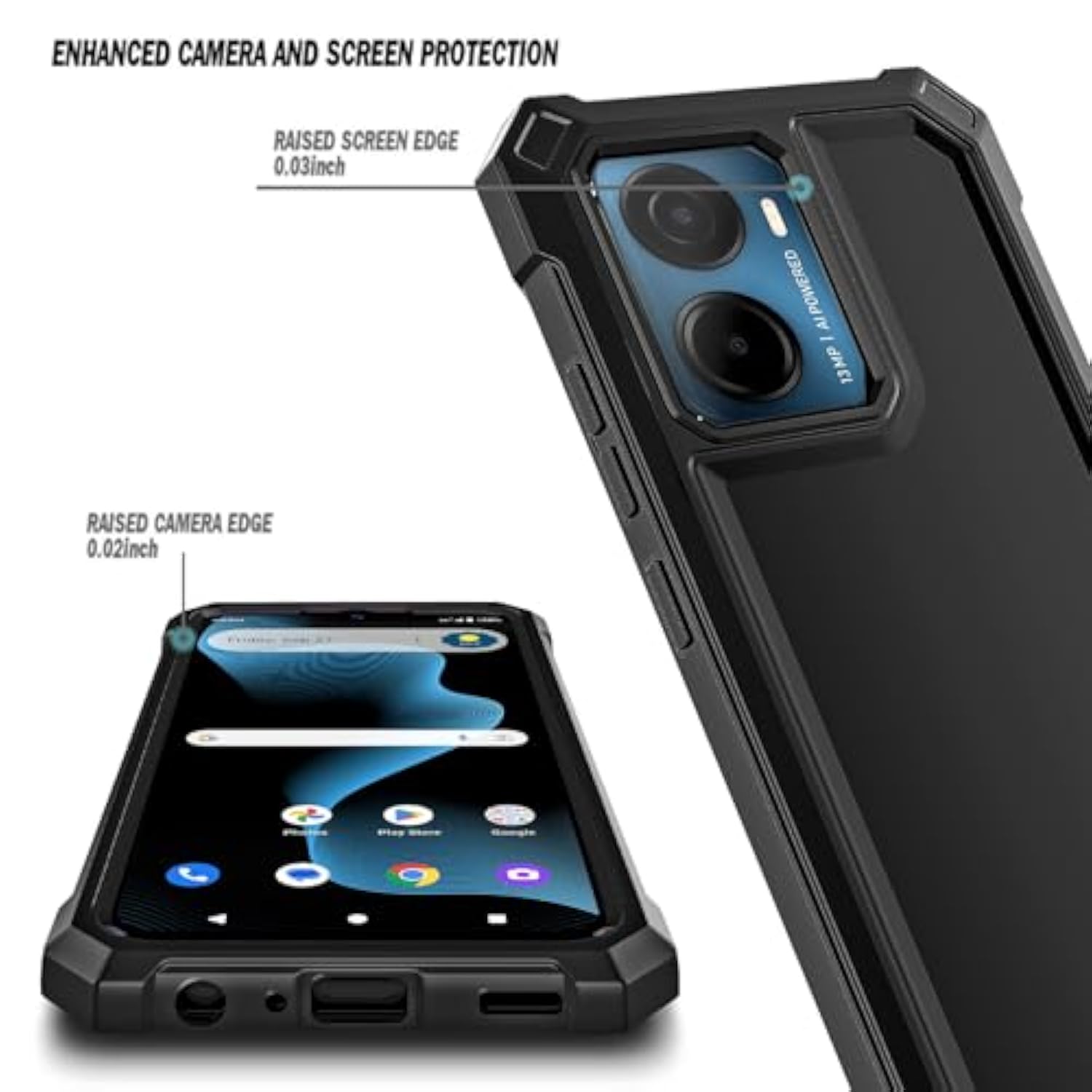 For Cricket Magic 2 5G Case (2024), At&T Propel 2 5G With [Built-In Screen Protector], [9Ft Military Grade Drop Tested] Full-Body Protective Shockproof Bumper Case (Black)